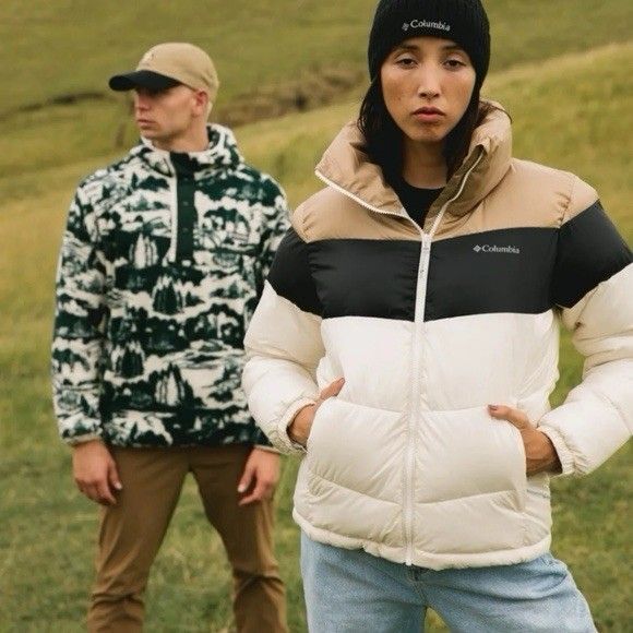 NWT Columbia Women's Puffect Color Blocked Jacket Cream Tan Black 3X MSRP $200 - Picture 2 of 7